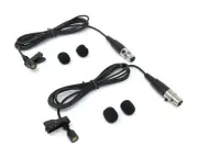 2 x Lavalier Microphones w/ 4 pin XLR Connector for Shure Wireless Transmitters