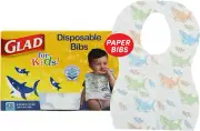 Glad for Kids Shark Disposable Paper Bibs with Crumb Catcher for Feeding - Ab...