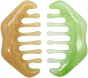 2 PCS Jade Combs Massage Stone Hair Comb,Hair Comb Scalp Massager Comb Scalp Care Massage Tool,Gua Sha Comb (Style1)