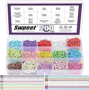Swpeet 200Pcs 20 Colors Metal Ball Bead Chain with Connector, Assortment Kit, Keychain Bulk, Necklace, DIY Craft, Adults, Unisex, Modern, All Seasons, Not Foldable