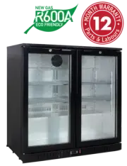Bar Fridge Two Glass Hinged Door 215L Exquisite Takeaway Restaurant