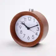 Wooden Analog Alarm Clock Non Ticking Bedside Table Desk Snooze w/ Night Light