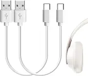 Geekria USB Headphones Short Charger Cable, Compatible with Bose QC Ultra, QC45, 700ANC, QC Earbuds II, Ultra Open Earbuds, USB-C Replacement Power Charging Cord (1 ft/30 cm 2Pack)