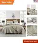Quilt Set King Size, Stone-Washed Chic Rustic Beige Quilt with Classic Triang...