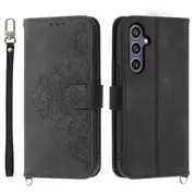 For Samsung Galaxy S24+ Case Multiple Card Slots Leather Wallet Cover with Straps