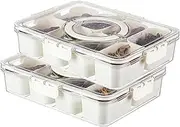 Wadayu 8-Grids Condiment Box, Set of Seasoning Box with Lids and Spoons for Kitchen/Refrigerator, Pepper Spice Salt Sugar Storage Container (2-Pack)