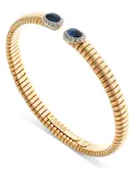 Alberto Milani 18K Yellow Gold Via Giardino Tubogas Domed Sapphire Cabochon & Diamond Bracelet