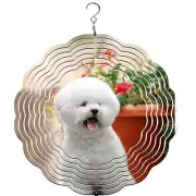 Bichon Frise Dog Breed Wind Spinner, yard decoration, dog wind spinner