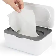 Mumoo Bear Baby Wipes Dispenser, Wipes Case Baby Wipe Holder Keeps Wipes Fresh, Non-Slip, Easy Open & Close (Grey)