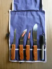 Victory Knives VicButCarb - Carbon Steel, Butchering Knife Roll Set (Wood Handles)