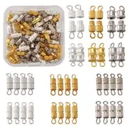 90Sets/Box Brass Screw Clasps Barrel Jewelry End Tip Caps Jewelry Findings Mixed