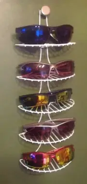Wall Hanging Sunglasses Rack 5 Display Shelves, Storage Shelf WHITE Metal