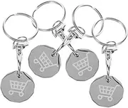 GARIOUANS 4Pcs Stainless Steel Trolley Tokens Keyring Convenient Shopping Cart Removers Classic Sided Design Easy to Use Pendant for Supermarket Carts Everyday Companion