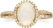 [Gin & Grace] 10K Yellow Gold Natural Australian Opal Ring with Real Diamonds for women | Ethically, authentically & organically sourced (Oval) shaped opal hand-crafted jewelry for her | Opal Ring for