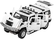 Scale Finished Model Car 1/24 for Hummer H2 Alloy Car Model Diecasts Metal Off-Road Vehicles Car Model Simulation Collection Miniature Replica Car(White)