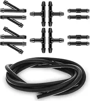 JIEYAO Windshield Washer Hose Kit,2Pcs 1Meter/39.4in Washer Fluid Hose with 12Pcs 2-Way + 3-Way I/T/Y 3Type Water Washer Pipe Adapter Rubber Wiper Fluid Tubing Kit for Most Car Windshield Fluid Tubing
