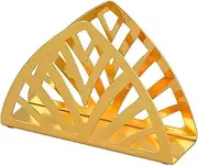 YSHIGUING Golden Napkin Holder Iron Triangle Serviette Holder Hollow Out Tissue Rack Holder Straw Caddy Table Storage Organiser for Countertop Kitchen Dining Room Restaurants Bar Pub Decorations