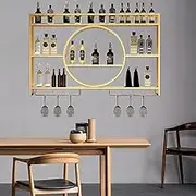 Gold Wall Mounted Wine Display Racks for Bar Storage Metal Cocktail Cabinet for Living Room Restaurant Decor 47.2x5.9x31.5in