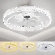 Ceiling Fans with Lights and Remote, 20'' Low Profile Flush Mount Ceiling Fan wi