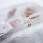 摩根石 原礦耳環 18K 黃K金 耳針 粉紅色