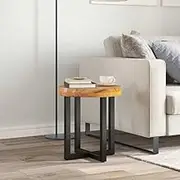 Solid Wood Coffee Table with Clear Polyresin, Round for Living Room, End Table, Modern, Wood Tables, Farmhouse Style 40x45 cm