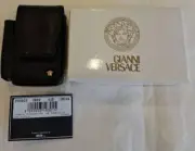 Versace cigarette case black leather Medusa gold metal fittings with box