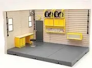 Simulation Scene Model 1/43 Scale Garage Diorama Set 1 Car Repair Station Parking Space Workshop Car Scene Model DIY Ornaments Collection Simulation Parking lot Mode(A)