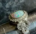 Sterling silver Oval Fire Opal Sparkling Celtic Love Knot Promise Ring R 1/2 - 9