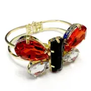 Butterfly Bangle Bracelet Woman Open Hinge Black Red Bling Bling with Gift Box