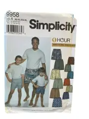 Simplicity Sewing Pattern 9958 Boxer Shorts Mens Boys Size XS-XL