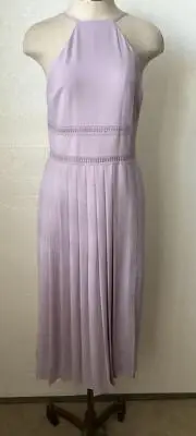 Ted Baker Camylie Lace Inset Pleated Midi Dress Lilac TB sz 1 US 2 NWT $325