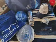 RARE ITEM PLAYSTATION 2 FULL BEACH SET MATT BOM BALL CAP TOWEL BAG BOTTLE LOGO
