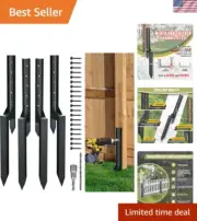 Fence Post Repair Steel Stakes: Anchor Ground Spike 4 Pack Support Bracket fo...