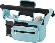 Universal Baby Stroller Organizer Bag with 2 Insulated Cup Holders & Large Storage - Waterproof Pram Accessory for Diapers, Snacks, Essentials - Fits Buggy, Pushchair, Travel (Blue)