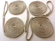 Dock Lines Gold&white-Set Of 4 Double Braided 25ft-1/2inch
