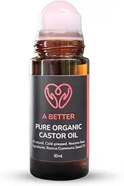 A Better Pure Organic Castor Oil with Rose Quartz Roller Ball, 50mL Roll-On Applicator