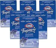 Clorox Fraganzia Dryer Sheets in Lavender with Eucalyptus Scent, 80 Count - 6 Pack | Wrinkle-Reducing Fabric Softener Sheets | Laundry Dryer Sheets with Long-Lasting Lavender with Eucalyptus Scent