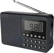 Portable AM FM SW Radio Multifunction Handheld MP3 Full Band Speaker Led Digital Display, Digital Radio Speaker, Rechargeable Battery Powered AM FM Radio, Support TF Card USB Port (Black)