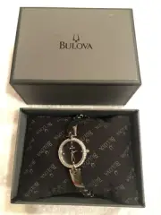 New In Box With Tag Bulova Women Watch Black 96L163 $225 Needs battery
