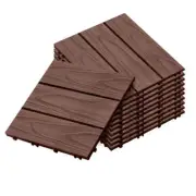 11 pcs Dark Chocolate DIY Wooden Composite Decking Tiles Garden Outdoor Backyard