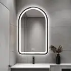 Backlit Arched LED Mirror Black 100x75cm Frosted Touch Sensor Dimmable Defogger