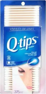 Q-Tip Swabstick, Cotton Tip, Cotton Shaft, 3 Inch, NonSterile, 375 per Pack