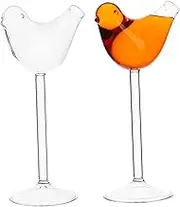 2pcs Bird Shape Wine Glass Ribbed Glassware Unbreakable Drinking Glasses Kit for Cocktail Martini Party