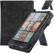 Jarttarn Leather Case Compatible with Kindle Paperwhite 12th Generation 7'' 2024 E-Reader Case, Lightweight Cover with Hand Support Bracket, Wristband, and Pen Slot (Black)