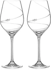 [DIAMANTE] Swarovski Wine Glasses Pair - ‘Toast Swirl’- Embellished with Swarovski Crystals – Set of 2