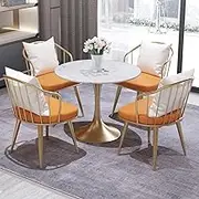 YUGXTH Small Conference Room Negotiation Table Sets, Office Reception Round Table, Business Table and Chair Combination, 5 Piece Pub Dining Set, for Home Kitchen Office Meeting(60cm/23.6in)