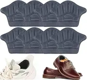 8Pieces Heel Cushion Inserts, Premium Leather Anti-Slip Heel Grips Liners Shoe Pads Reusable Adhesive Comfort Thick Back Insoles for Boots - Sport Shoes Heel Blister Protectors for Women & Men Loose Shoes Too Big (4Pairs Blue)