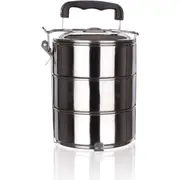 Stackable 3-Tier Stainless Steel Lunch Bento Box Tiffin Storage Pot - 23cm x 15cm
