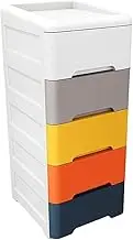 Large Capacity Drawer Type Multilayer Plastic Storage Cabinet for Living Room Bedroom and Children's Room 20cm Width Storage Bins Locker (Mixed 4 Layers)