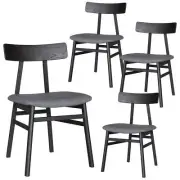 NNEDSZ Claire Dining Chair Set of 4 Solid Oak Wood Fabric Seat Furniture - Black